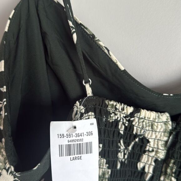 NEW Abercrombie & Fitch High-Slit Midaxi Dress green floral Large - Picture 10 of 15